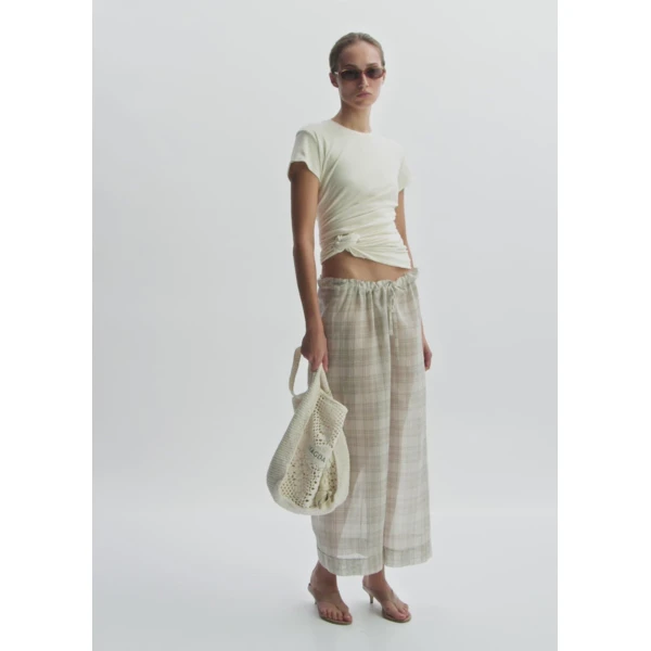 Magda Butrym Side-Knot Draped T-Shirt In Cream