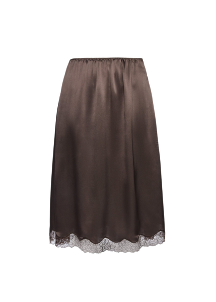 Magda Butrym Silk lace-trim slip skirt in brown