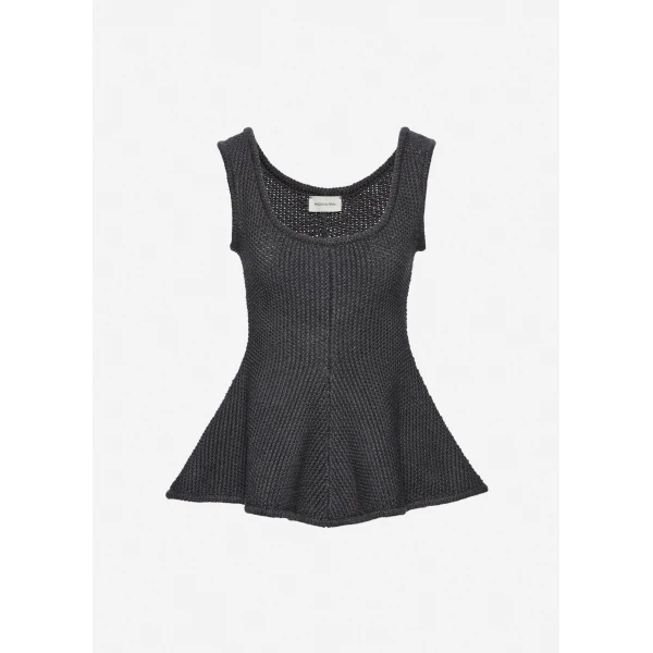 Magda Butrym Sleeveless cotton and linen peplum top in grey
