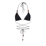 Magda Butrym Strappy triangle bikini top in black with beads