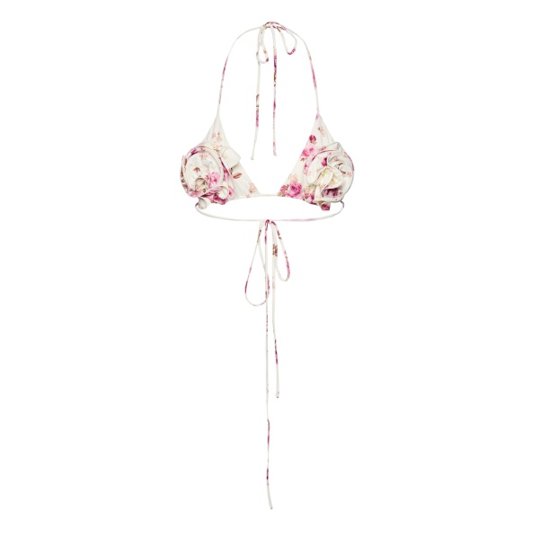 Magda Butrym Strappy triangle bikini top in cream floral print