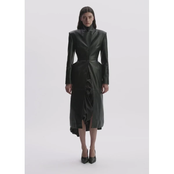 Magda Butrym Tailored Leather Coat In Black