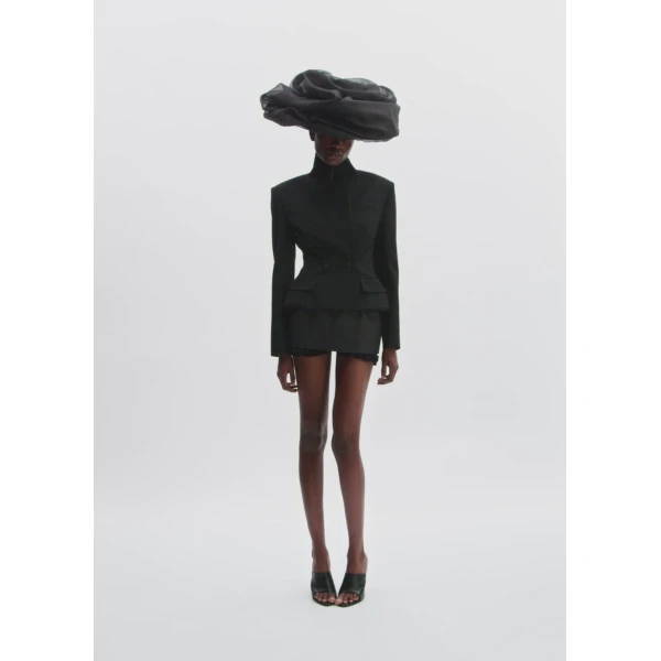 Magda Butrym Tailored Wool Peplum Blazer In Black