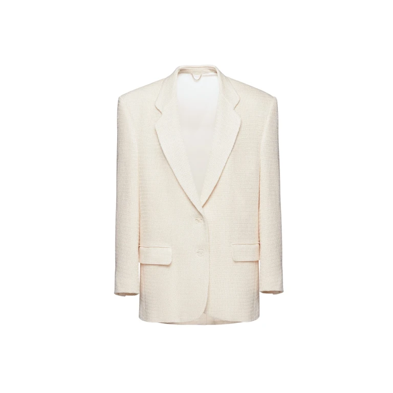 Magda Butrym Tailored oversized handwoven blazer in cream