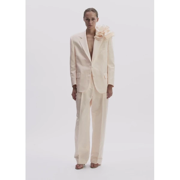 Magda Butrym Tapered Cotton And Silk Trousers In Cream