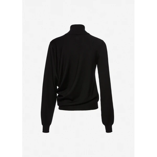 Magda Butrym Wool draped turtleneck in black Knit, view 2