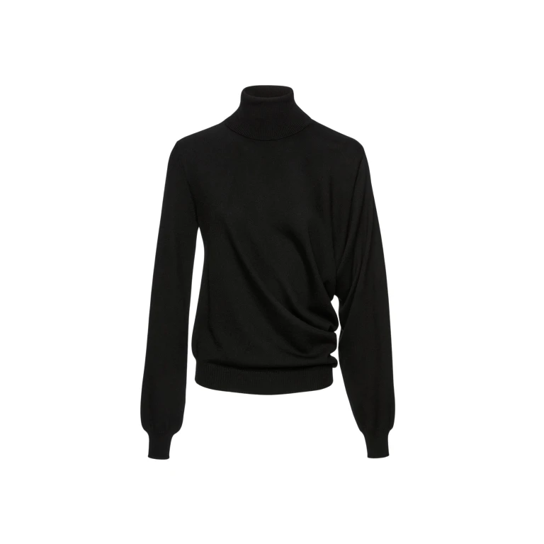 Magda Butrym Wool draped turtleneck in black