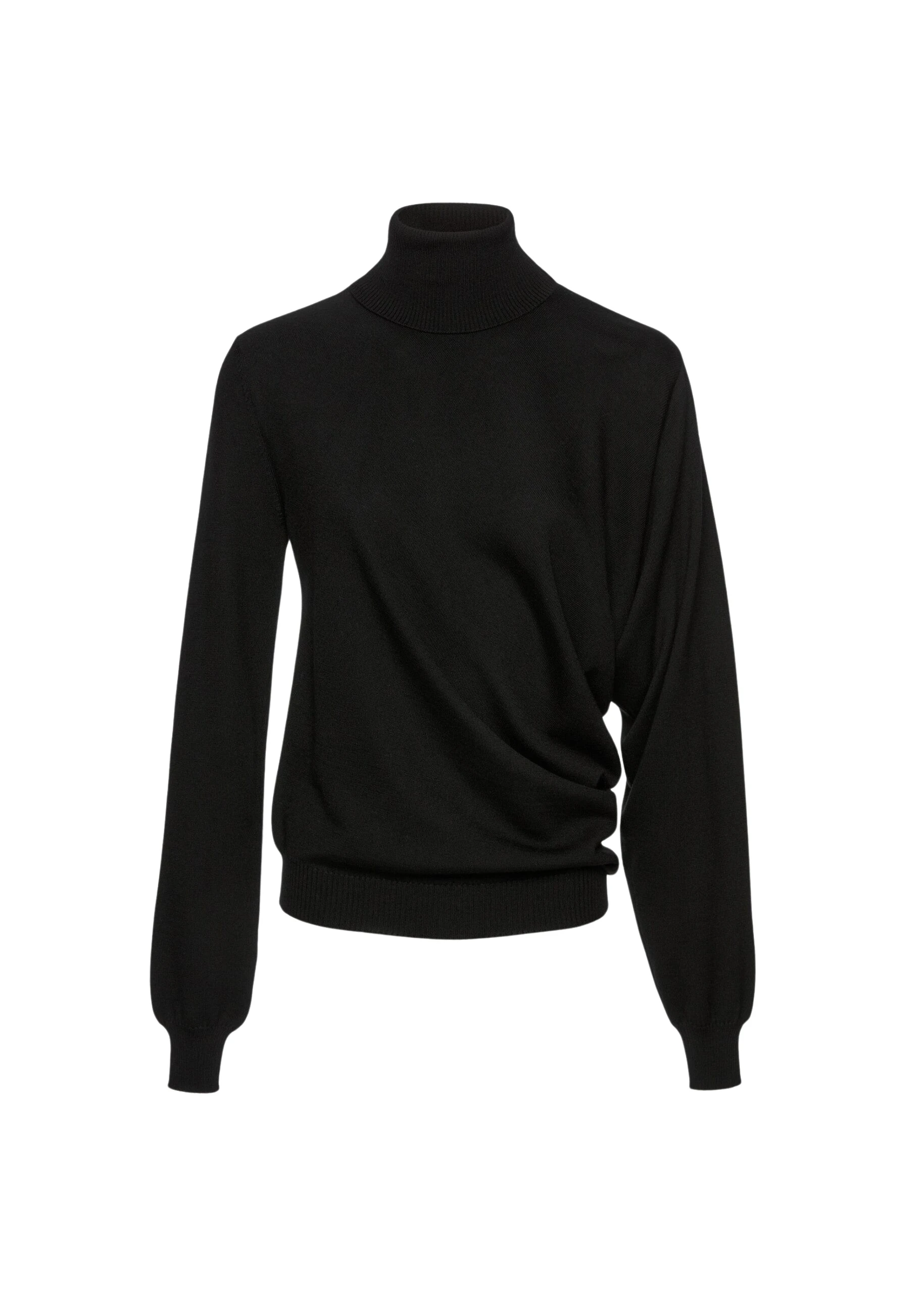 Magda Butrym Wool draped turtleneck in black Knit