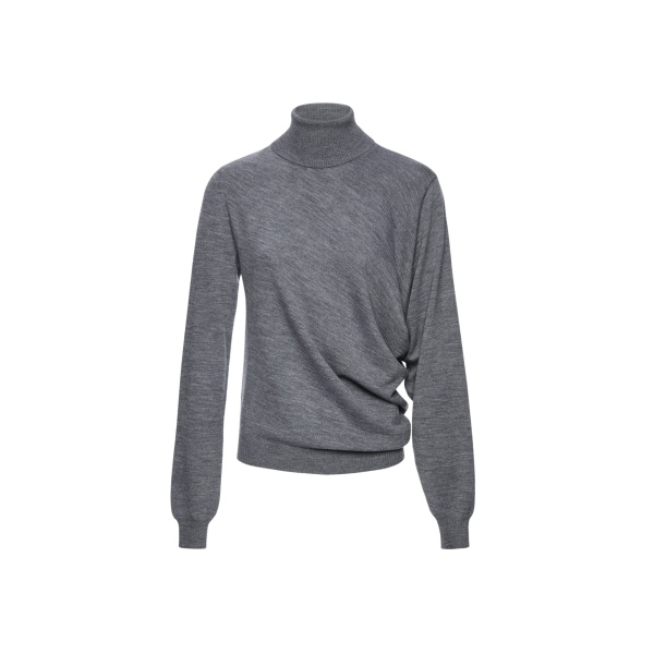 Magda Butrym Wool draped turtleneck in grey