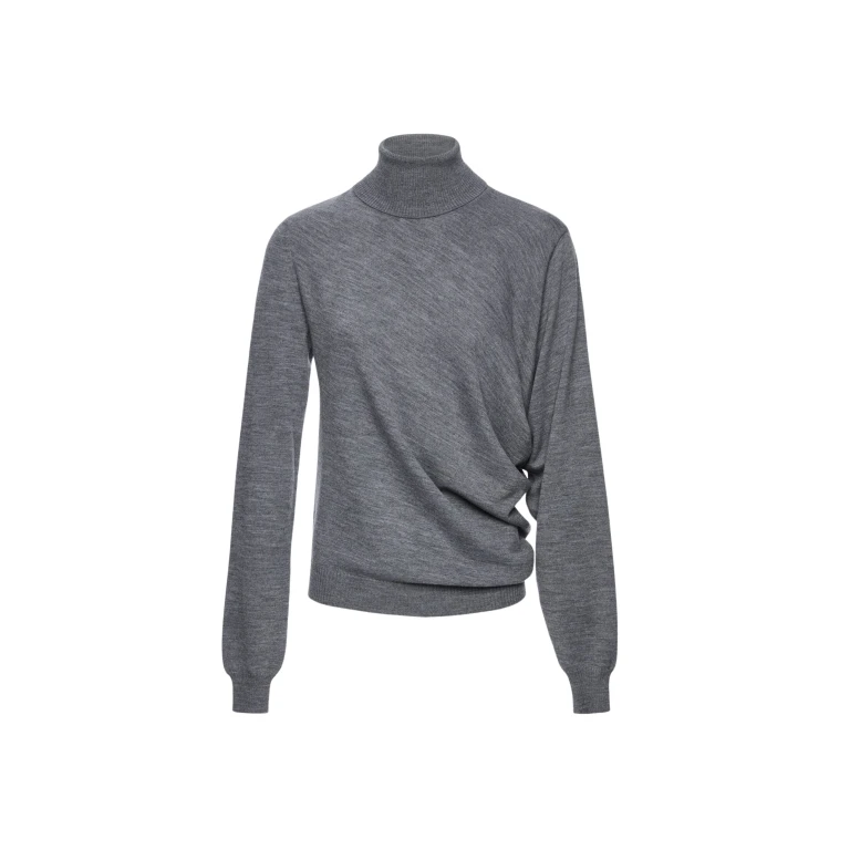 Magda Butrym Wool draped turtleneck in grey