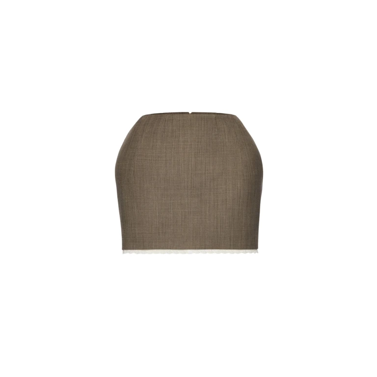 Magda Butrym Wool mini skirt with lace trim in beige