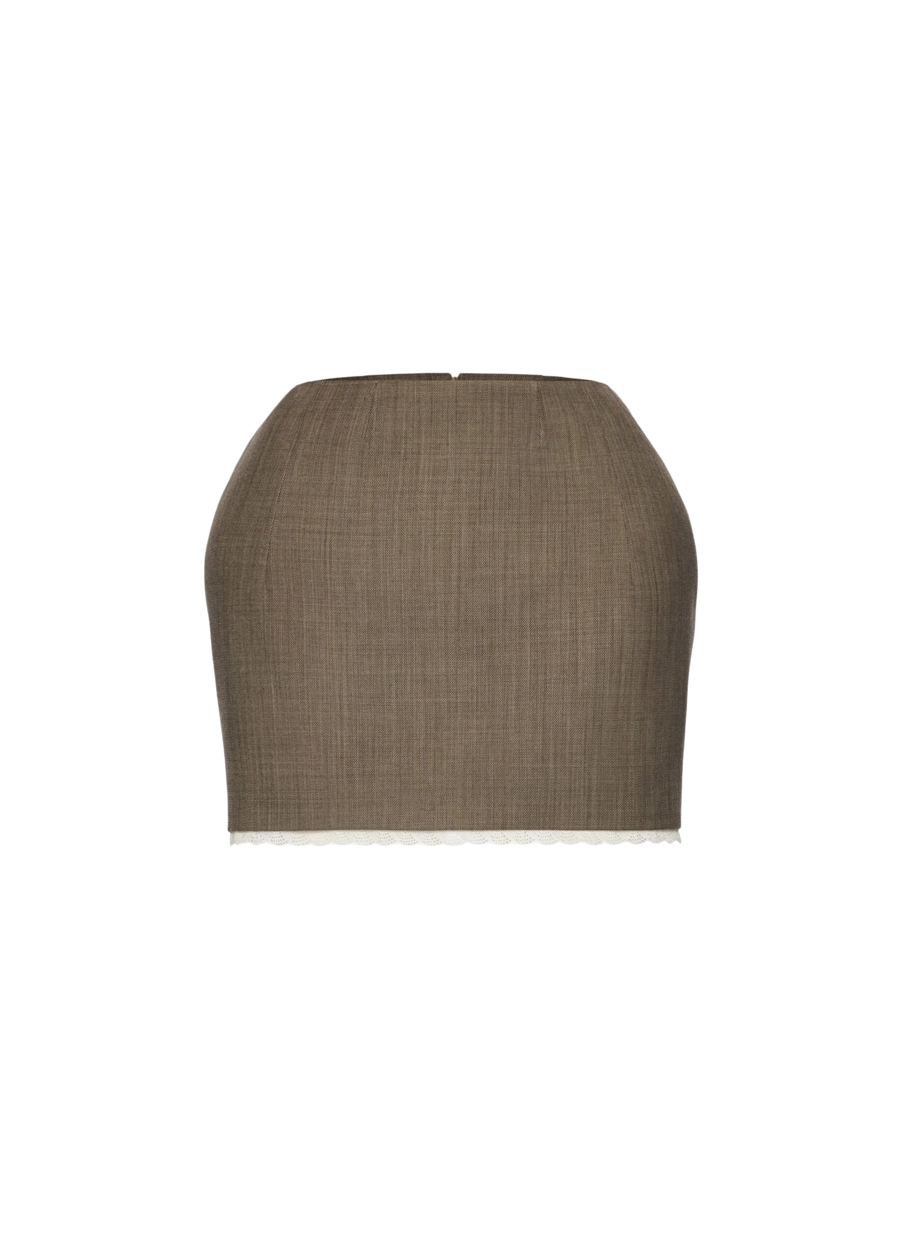 Magda Butrym Wool mini skirt with lace trim in beige