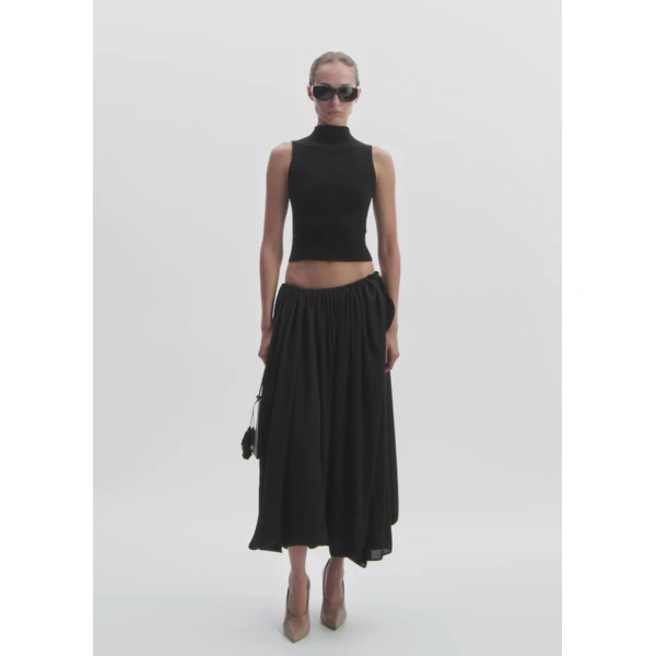 Magda Butrym Wrap-Detail Midi Skirt With Tie Fastening In Black