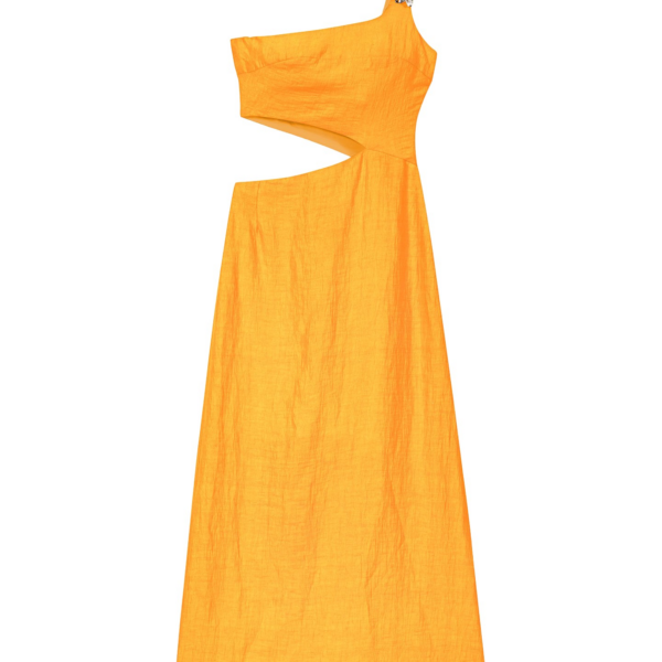 Maje Asymmetrical Linen-Blend Dress
