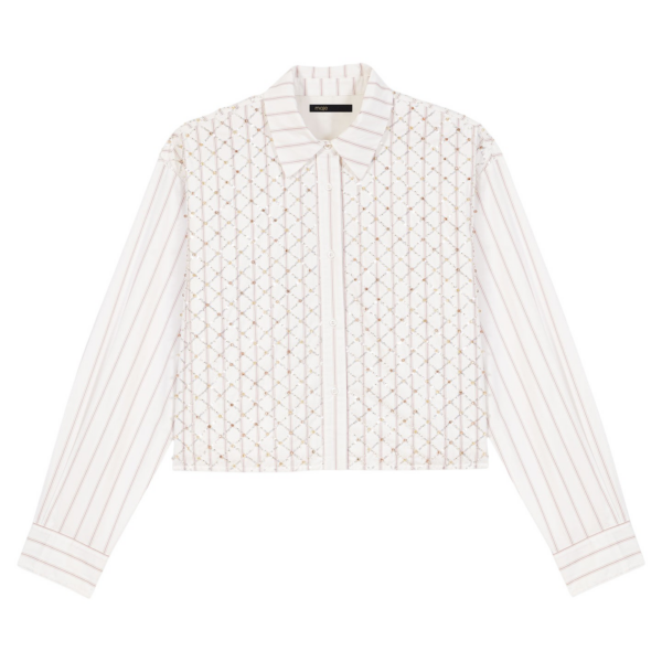 Maje Beaded Cropped Shirt