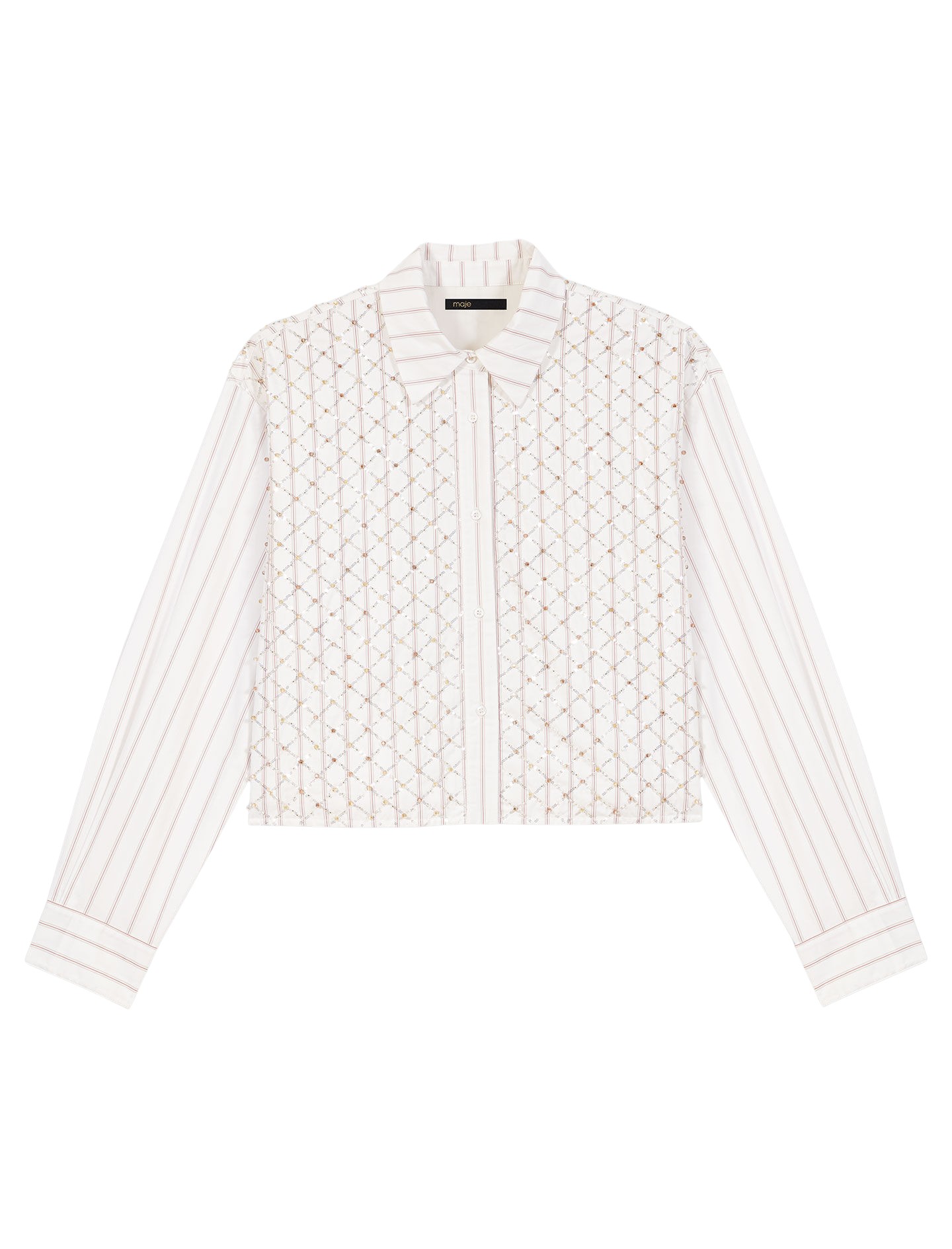Maje-Beaded-Cropped-Shirt41024_nobg Maje Shirt Parisian Accessible Luxury Clothing at Luxury Shoes