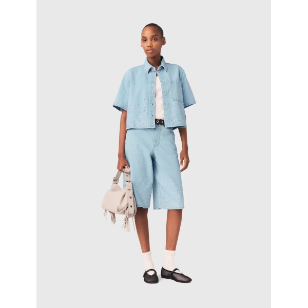 Maje Denim Shirt Parisian Accessible Luxury Clothing at Luxury Shoes 