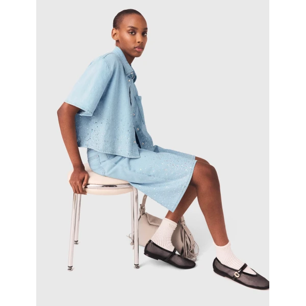 Maje Denim Shirt Parisian Accessible Luxury Clothing at Luxury Shoes 
