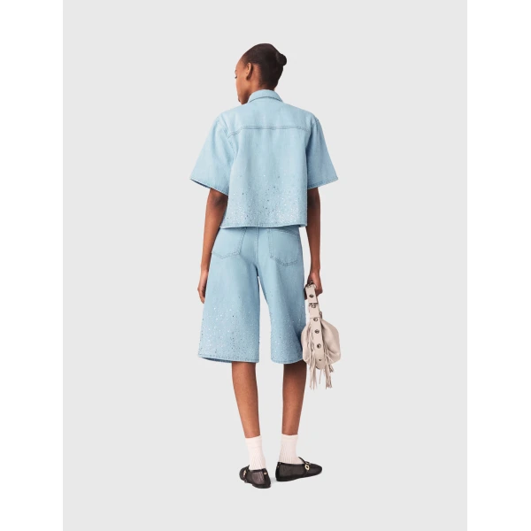 Maje Denim Shirt Parisian Accessible Luxury Clothing at Luxury Shoes 