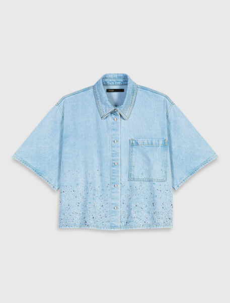 Maje Denim Shirt Parisian Accessible Luxury Clothing at Luxury Shoes 