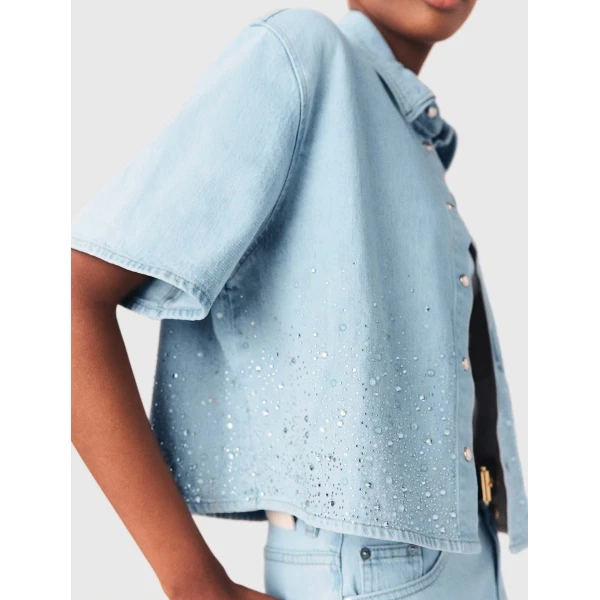 Maje Denim Shirt Parisian Accessible Luxury Clothing at Luxury Shoes 