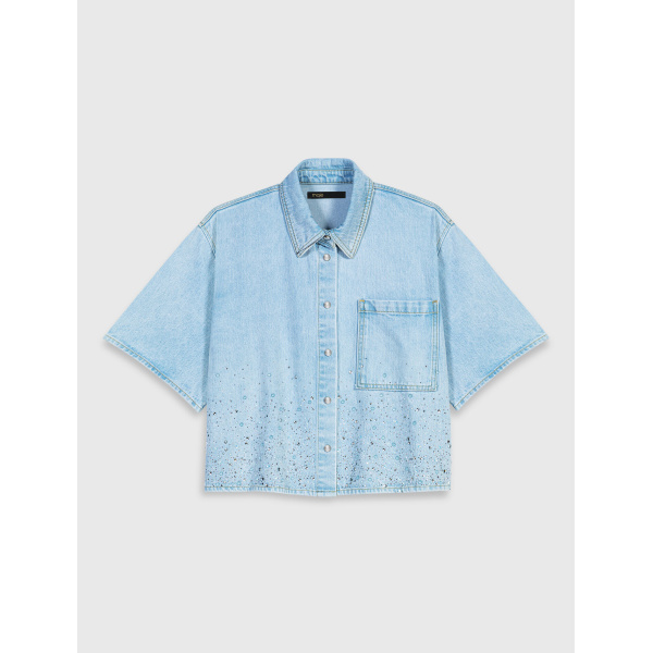 Maje Denim Shirt Parisian Accessible Luxury Clothing at Luxury Shoes 