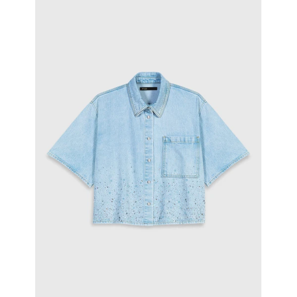 Maje Denim Shirt Parisian Accessible Luxury Clothing at Luxury Shoes 