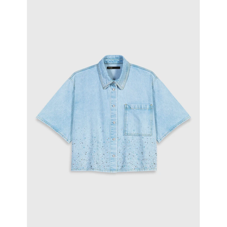 Maje Denim Shirt Parisian Accessible Luxury Clothing at Luxury Shoes 
