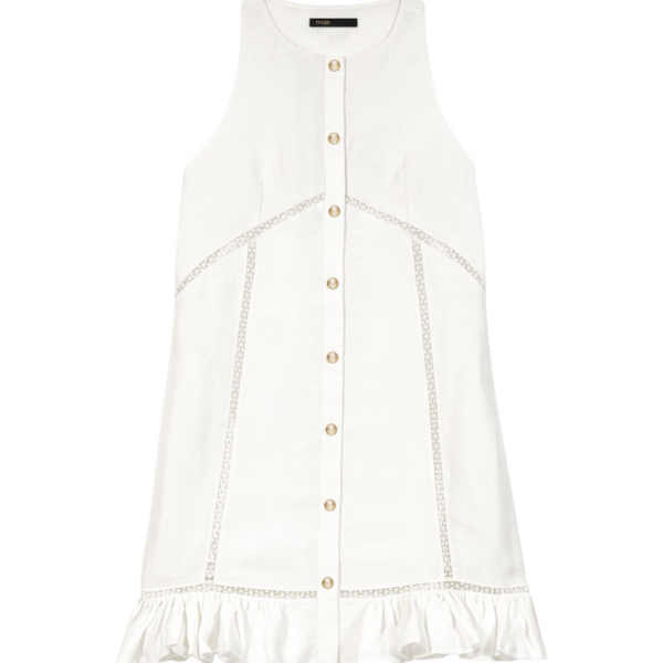 Maje Embroidered Linen-Blend Dress