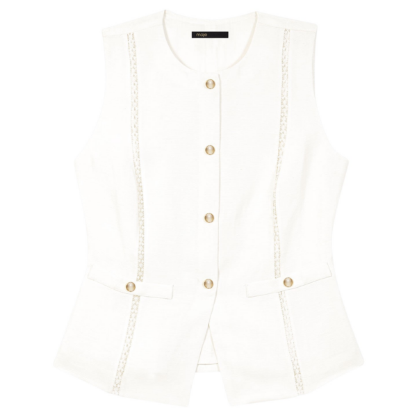 Maje Embroidered Linen-Blend Jacket