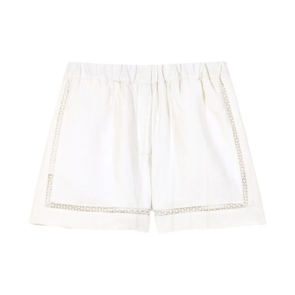 Maje Embroidered Linen Blend Shorts