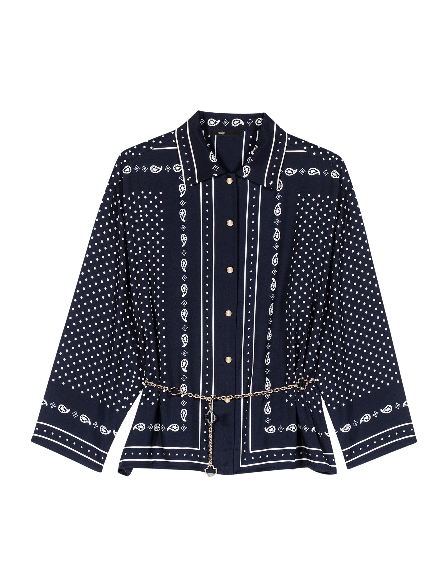 Maje-Flowing-Printed-Shirt42409_nobg Maje Shirt Parisian Accessible Luxury Clothing at Luxury Shoes