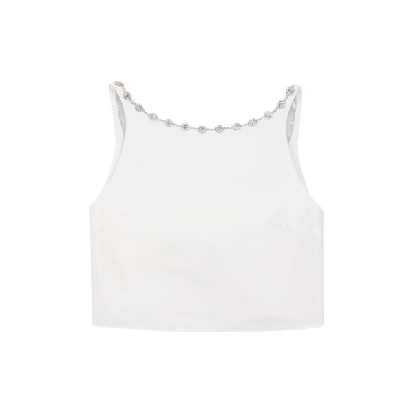 Maje Jewelled Collar Taffeta Crop Top