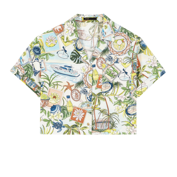 Maje Patterned Cropped Shirt