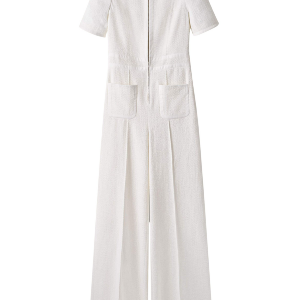 Leg Elongator Jumpsuit Textured Tweed