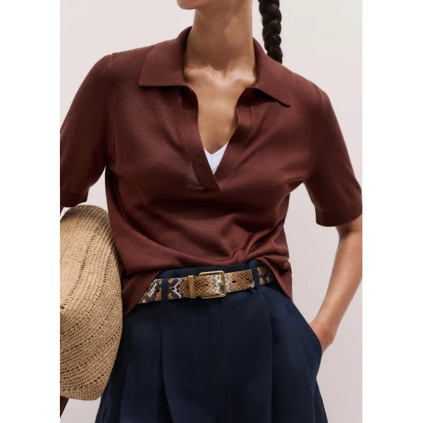 ME+EM Luxe Knit Polo Tee