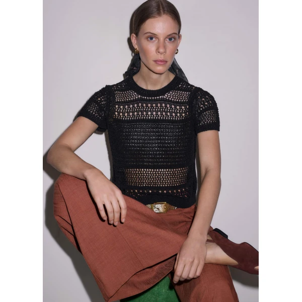 Textured Sheer Knit - Tops - Intelligent British Fashion at Luxury Shoes 