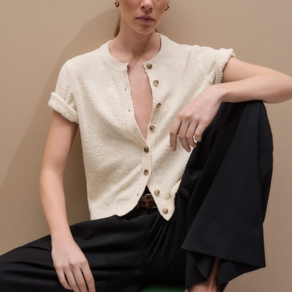 Me and Em Short Sleeve Cardigan
Textured Cotton, view 6
