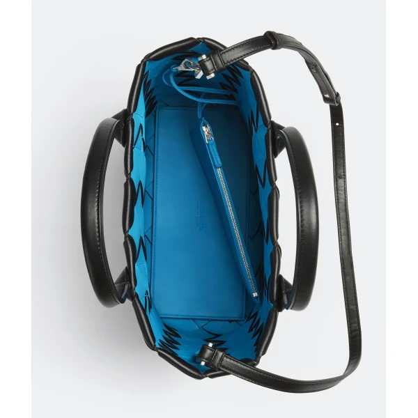 Khaite Maxi Intreccio Tote in Black/swimming pool - Multicolour Totes & Top-Handle Bags - The Lotus Tote Bag - Shop at Luxury Shoes 