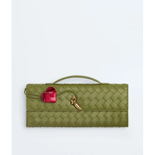 Khaite Women's Andiamo Clutch in Matcha/lipstick - Multicolour Clutch Bags - The Lotus Tote Bag - Shop at Luxury Shoes 