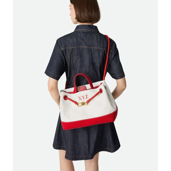 Khaite Women's Andiamo in White/red - Multicolour Totes & Top-Handle Bags - The Lotus Tote Bag - Shop at Luxury Shoes 
