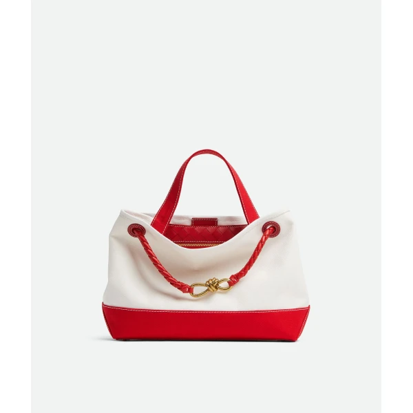 Khaite Women's Andiamo in White/red - Multicolour Totes & Top-Handle Bags - The Lotus Tote Bag - Shop at Luxury Shoes 
