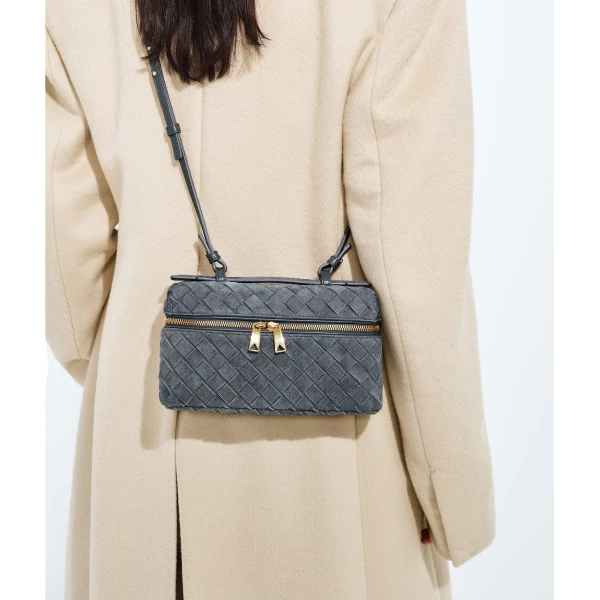 Khaite Women's Bang Bang in Cloudy indigo/gravel - Multicolour Shoulder & Crossbody Bags - The Lotus Tote Bag - Shop at Luxury Shoes 
