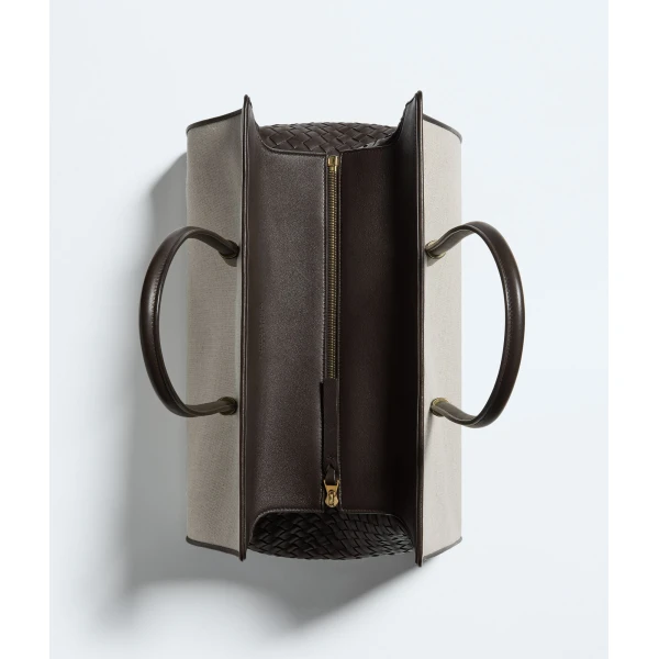Khaite Women's Barbara Tote in Natural/espresso - Multicolour Totes & Top-Handle Bags - The Lotus Tote Bag - Shop at Luxury Shoes 
