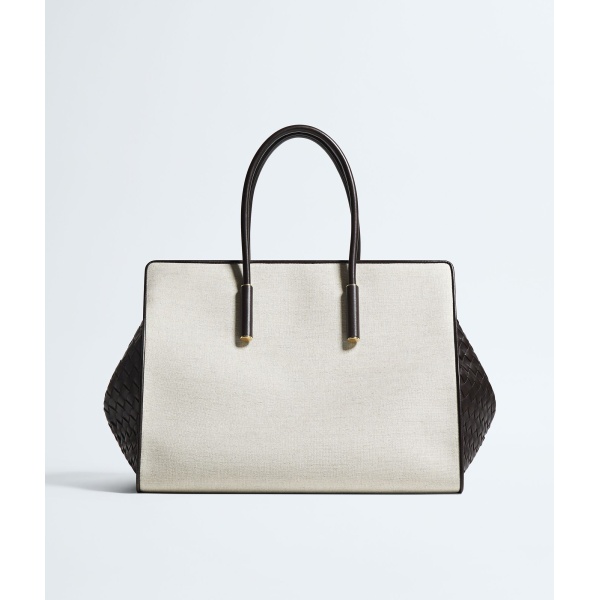 Khaite Women's Barbara Tote in Natural/espresso - Multicolour Totes & Top-Handle Bags - The Lotus Tote Bag - Shop at Luxury Shoes 
