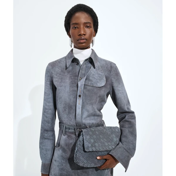 Khaite Women's Giorno in Cloudy indigo/gravel - Multicolour Shoulder & Crossbody Bags - The Lotus Tote Bag - Shop at Luxury Shoes 
