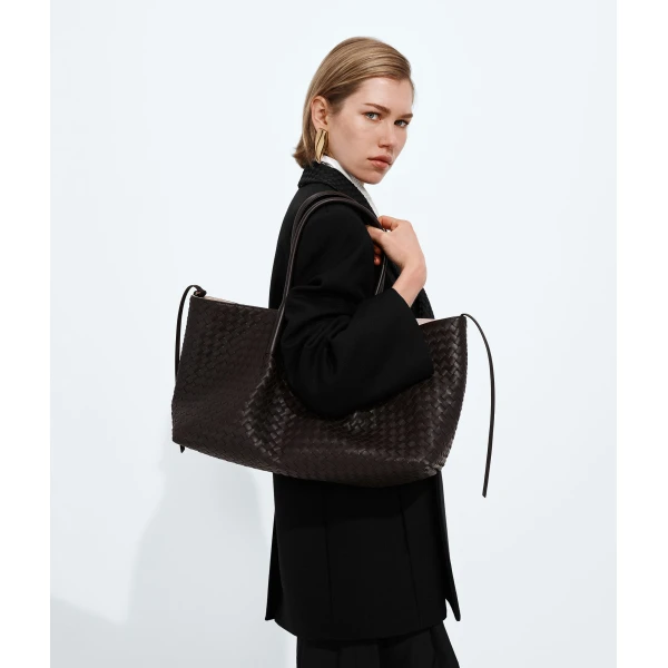 Khaite Women's Large Pinacoteca in Espresso/ecru - Multicolour Totes & Top-Handle Bags - The Lotus Tote Bag - Shop at Luxury Shoes 