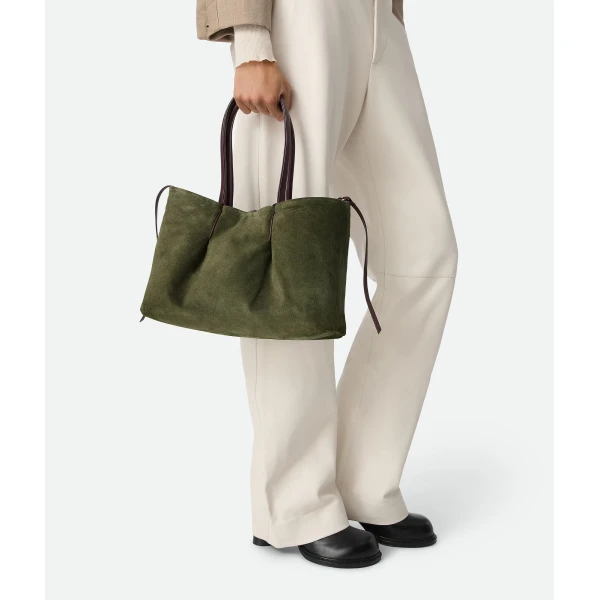 Khaite Women's Pinacoteca in Dark barolo/pickle - Multicolour Totes & Top-Handle Bags - The Lotus Tote Bag - Shop at Luxury Shoes 