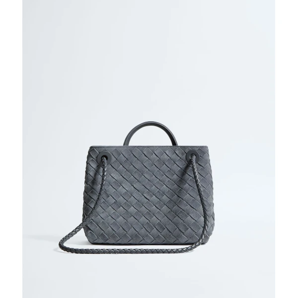Khaite Women's Small Andiamo in Cloudy indigo/gravel - Multicolour Totes & Top-Handle Bags - The Lotus Tote Bag - Shop at Luxury Shoes 