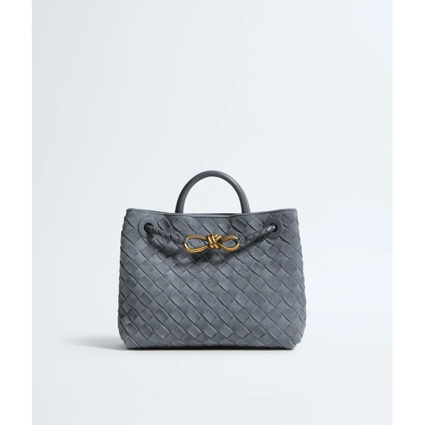 Khaite Women's Small Andiamo in Cloudy indigo/gravel - Multicolour Totes & Top-Handle Bags - The Lotus Tote Bag - Shop at Luxury Shoes 